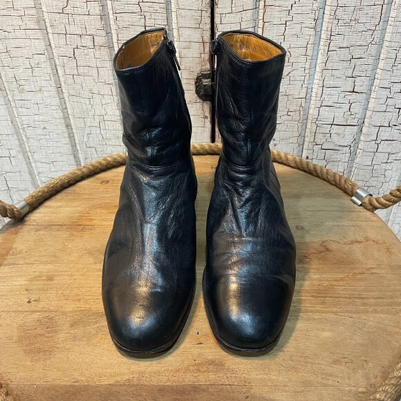 Vintage 60's Beatle ankle side-zip boots brown leather 9 Mod Hip - Picture 1 of 8